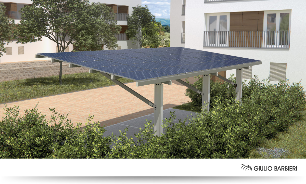 Carport solaire en aluminium Pensilsole